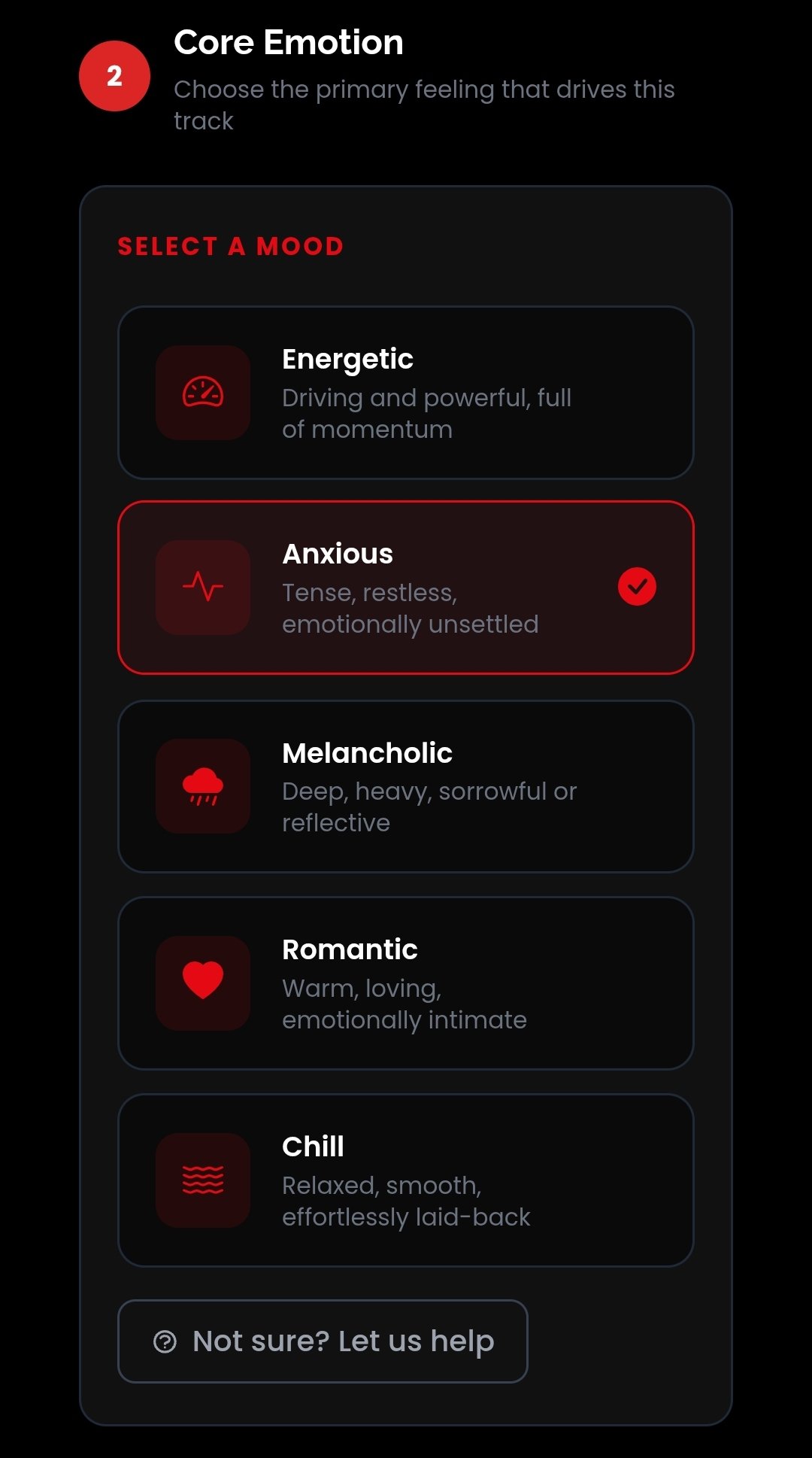 Core emotion selection step