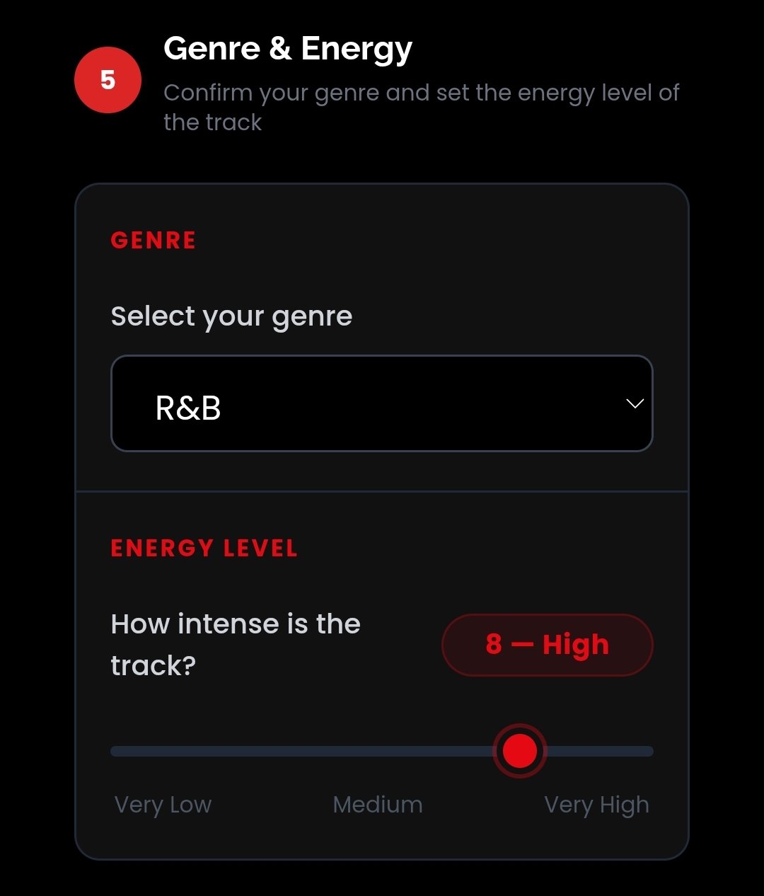 Genre and energy level step
